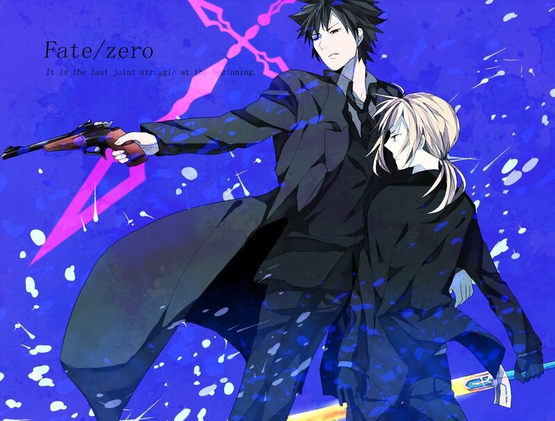 Two Characters in Black Coats — Blue