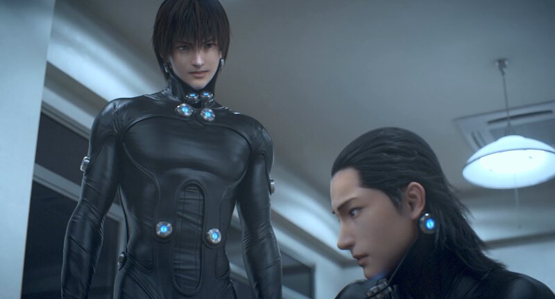 Two Characters in Black Suits — Serious