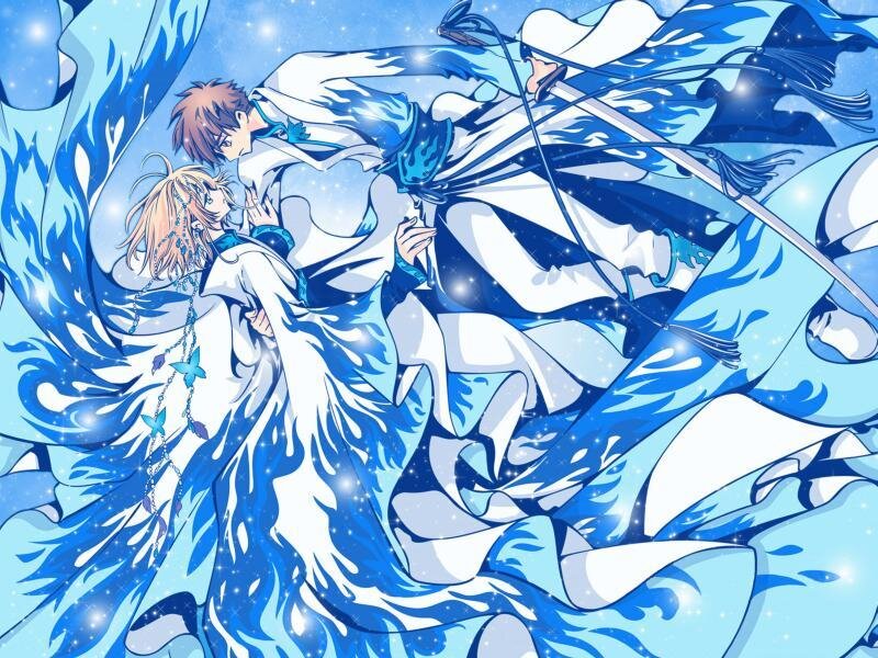 Two Characters in Blue Robes