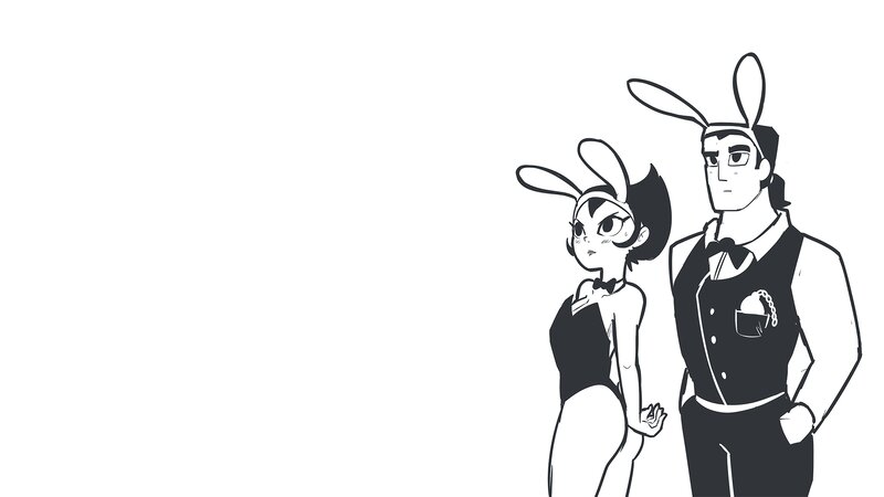 Two Characters in Bunny Costumes