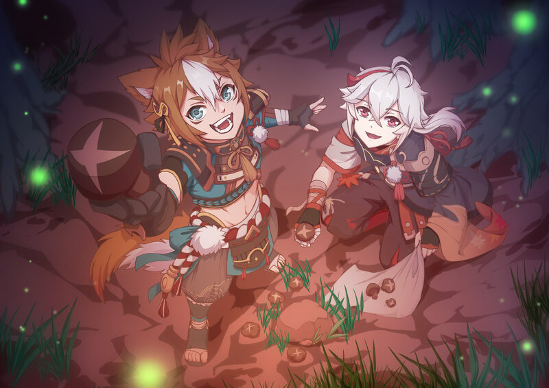 Two Characters in Cave — Purple