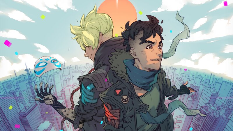 Two Characters in City — Blue, Dynamic
