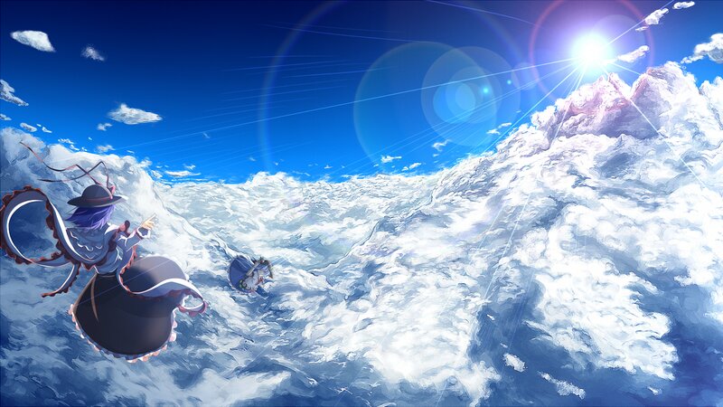Two Characters in Clouds — Blue