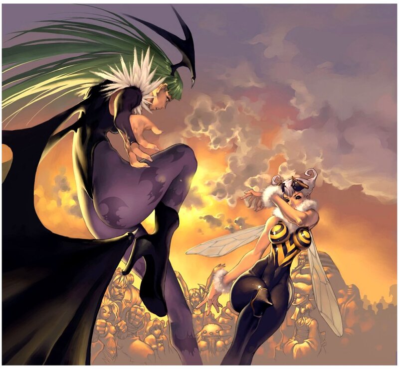 Two characters in combat