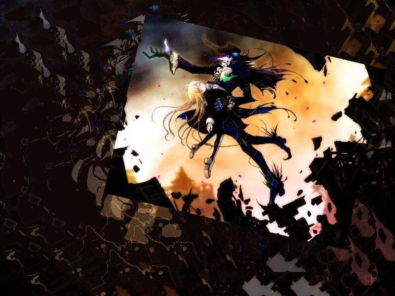 Two Characters in Combat — Black, Dramatic, Night, Anime