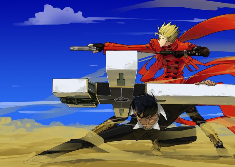 Two Characters in Combat — Blue, Dramatic, Afternoon, Anime