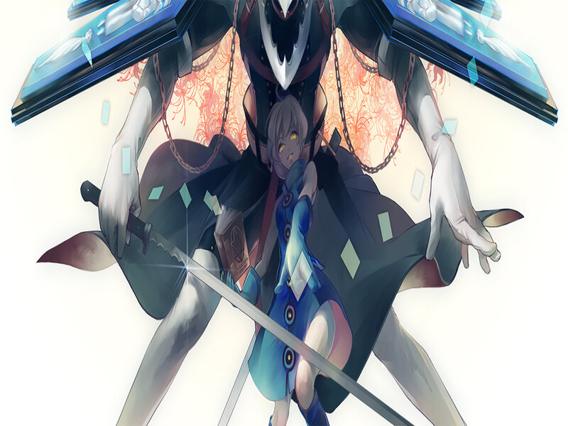 Two Characters in Combat — Blue, Dramatic, Anime, Sword