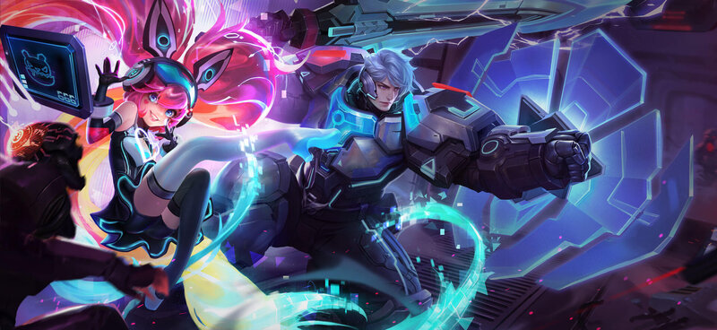 Two Characters in Combat — Blue, Dramatic, Energetic