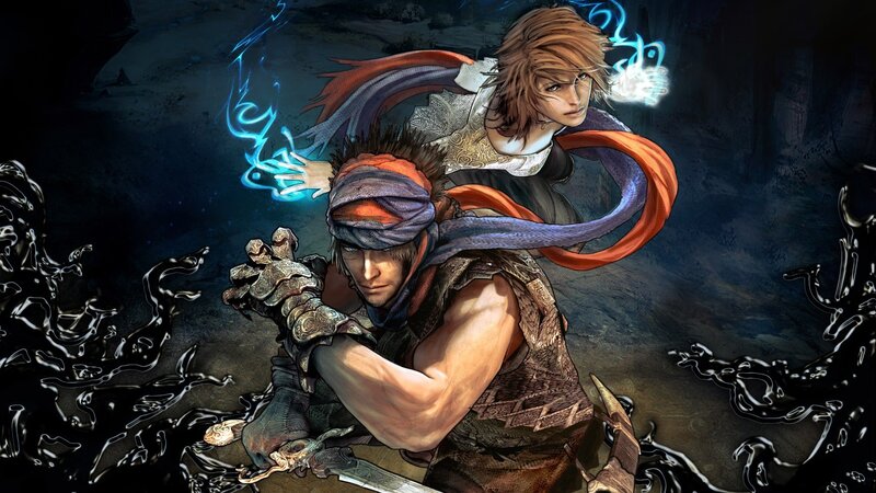 Two Characters in Combat — Blue, Dramatic, Night, Digital Art, Magic, Sword