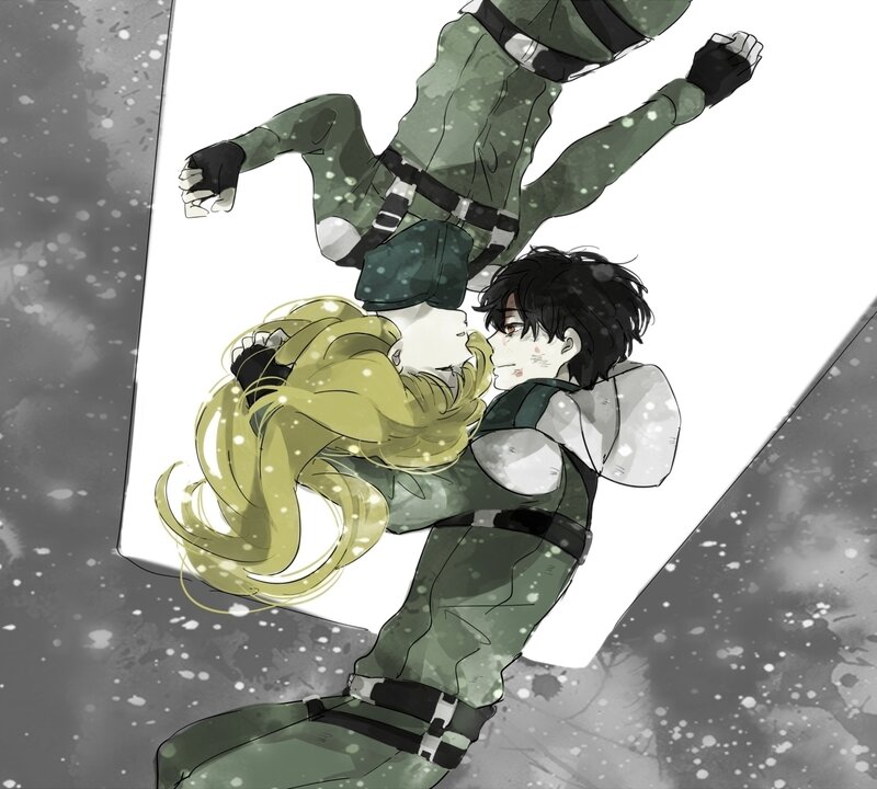 Two Characters in Combat — Green, Dramatic, Winter