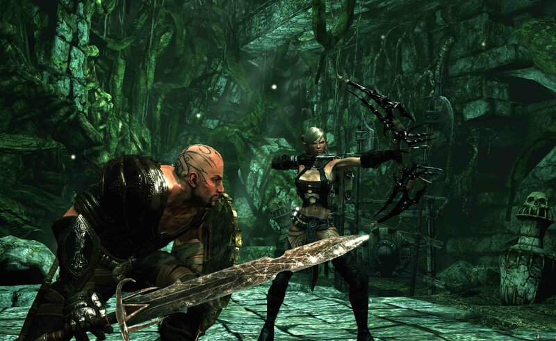 Two Characters in Combat — Green