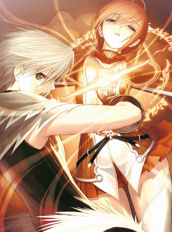 Two Characters in Combat — Orange, Dramatic