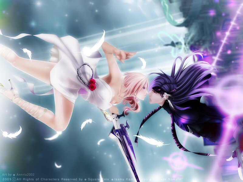 Two Characters in Combat — Purple, Dramatic, Digital Art