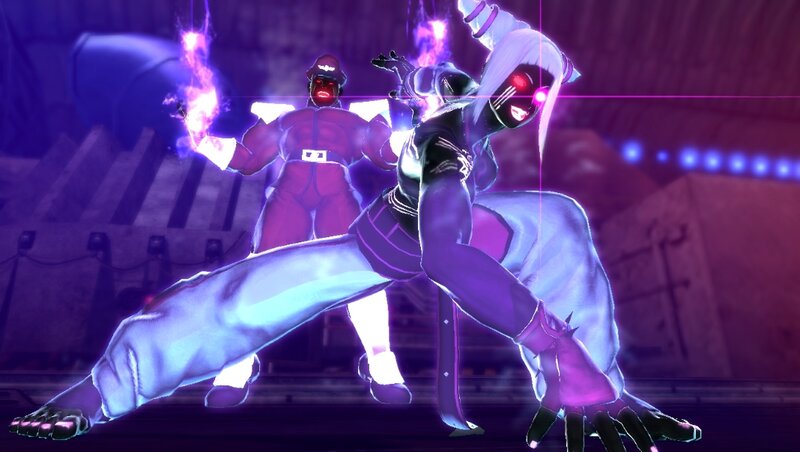 Two Characters in Combat — Purple, Dramatic, Night, 3d Render