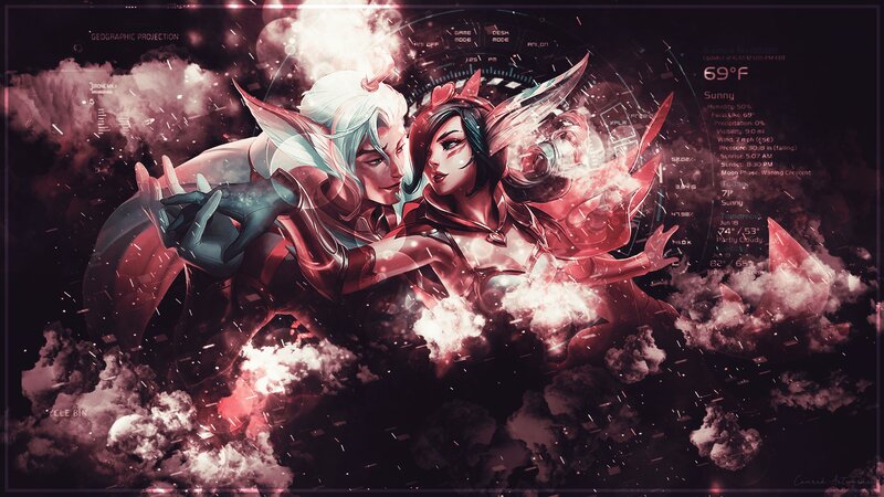 Two Characters in Combat — Red, Dramatic, Digital Art, Clouds