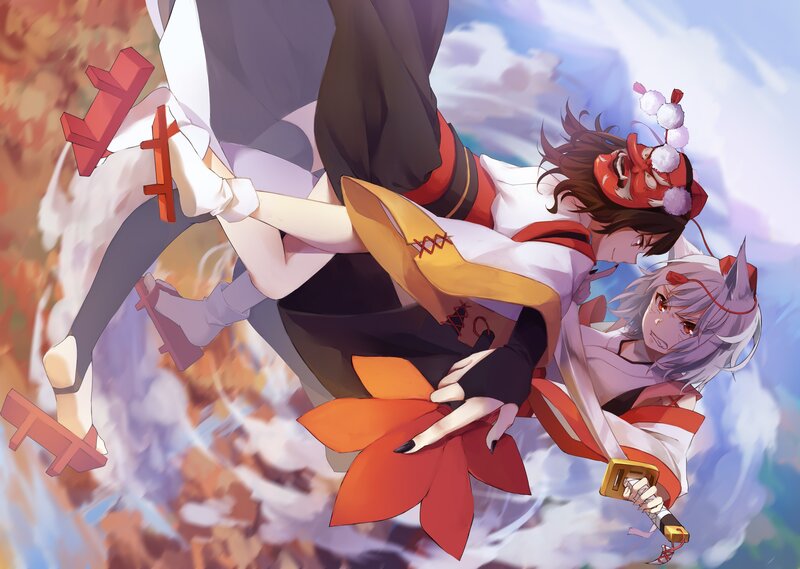 Two Characters in Combat — White, Dramatic, Anime