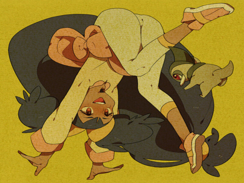 Two Characters in Combat — Yellow, Dynamic