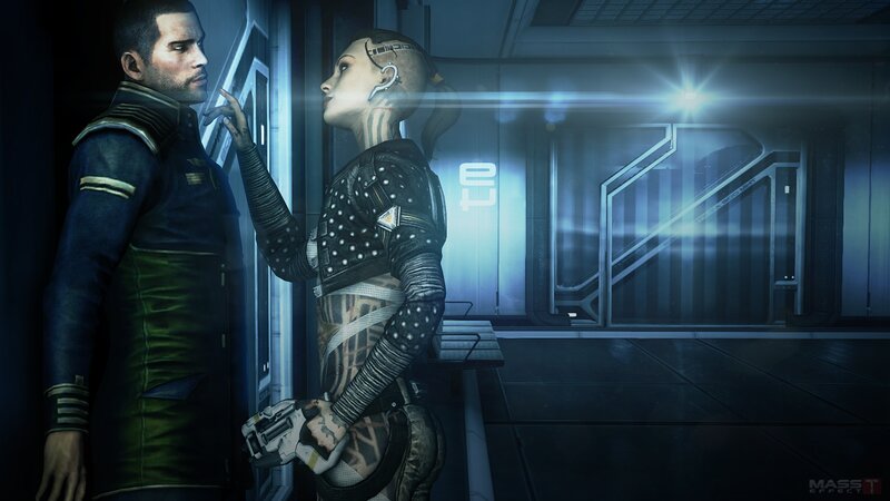 Two Characters in Corridor — Blue