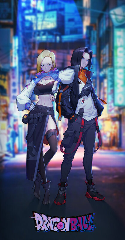 Two Characters in Cyberpunk Outfits