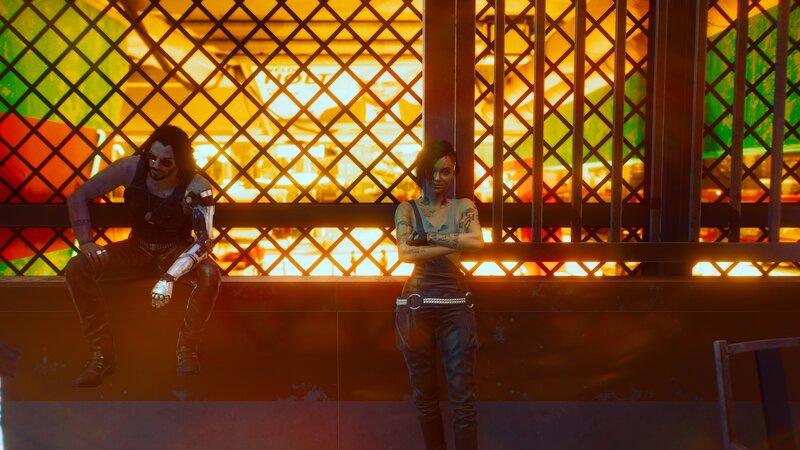 Two Characters in Cyberpunk Setting — Orange