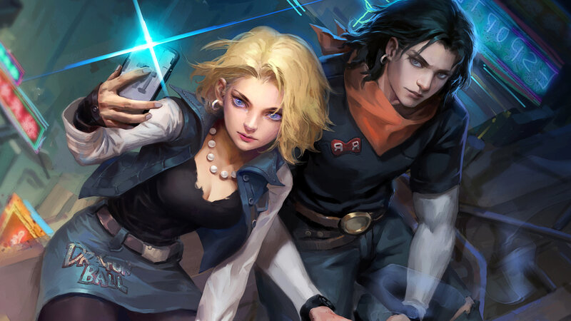 Two Characters in Cyberpunk Setting