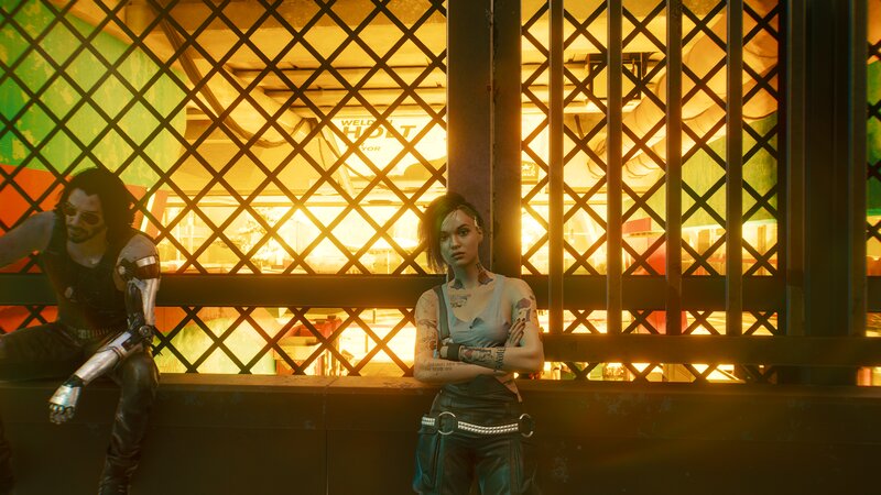 Two Characters in Cyberpunk Setting — Yellow