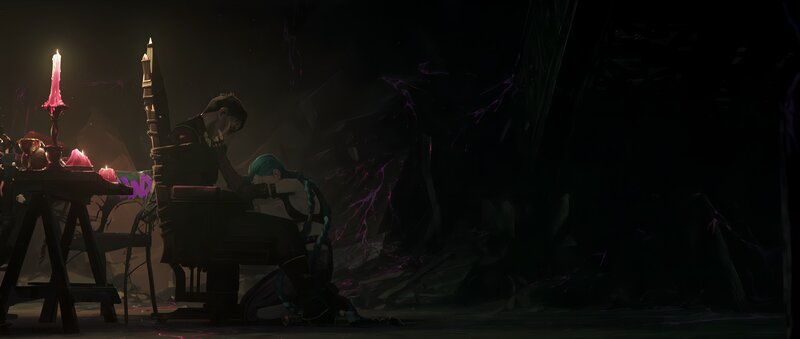 Two Characters in Dark Room — Black, Dramatic