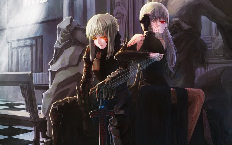 Two Characters in Dark Room — Black