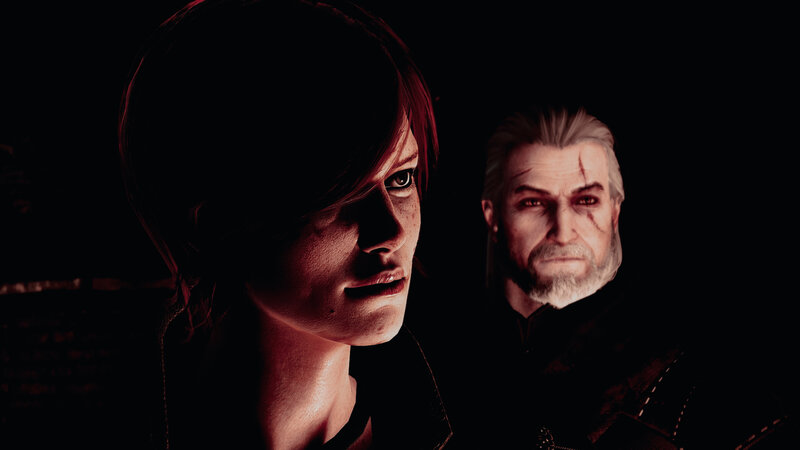 Two Characters in Dark Scene — Black, Dramatic