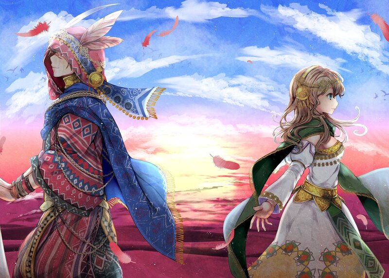 Two Characters in Desert — Blue