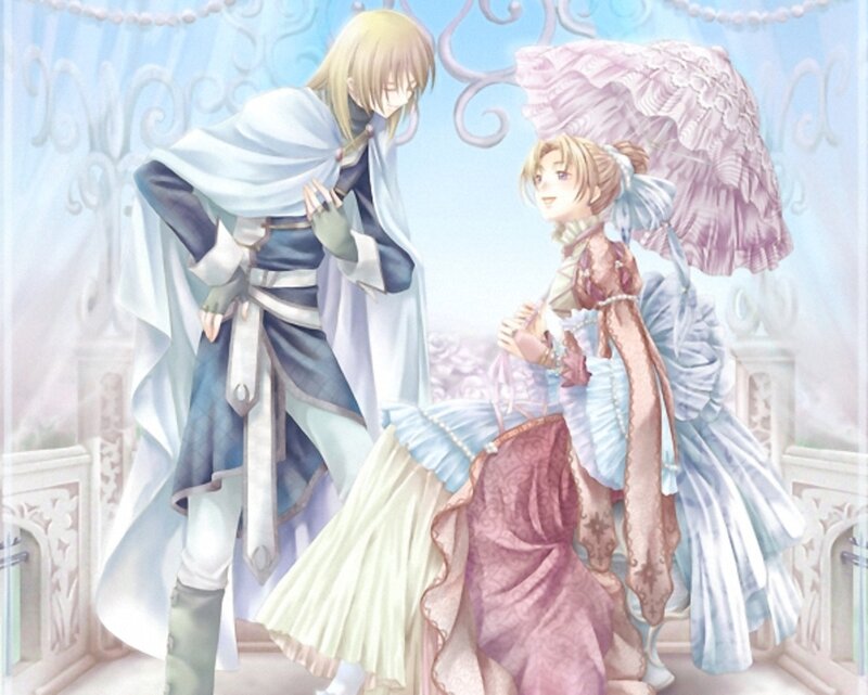 Two Characters in Elaborate Dresses — Blue