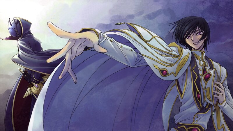Two Characters in Elaborate Robes — Purple, Dramatic