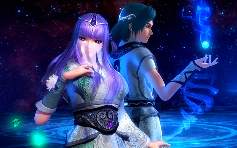 Two Characters in Fantasy Attire — Blue