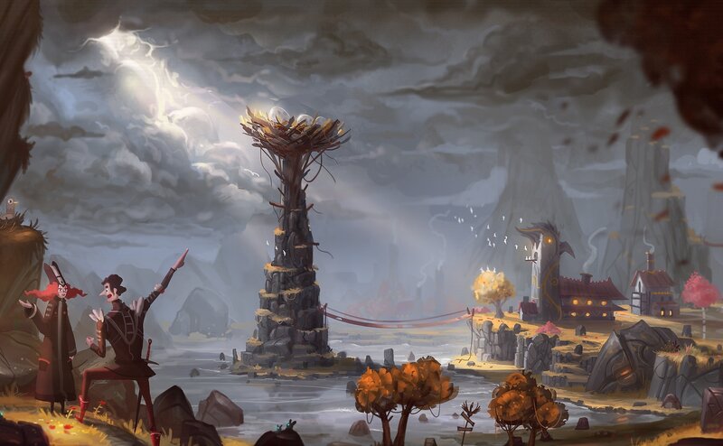 Two Characters in Fantasy Landscape