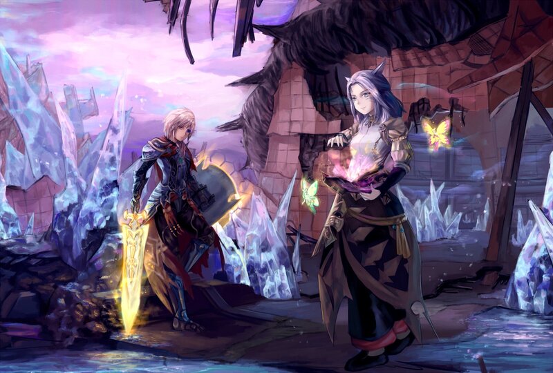 Two Characters in Fantasy Setting — Purple