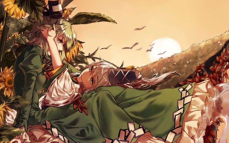 Two Characters in Field — Green, Serene
