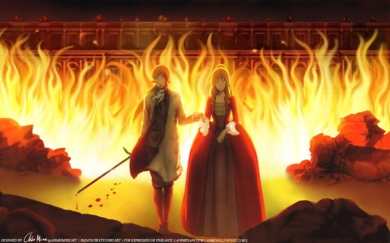 Two Characters in Fire — Yellow, Dramatic