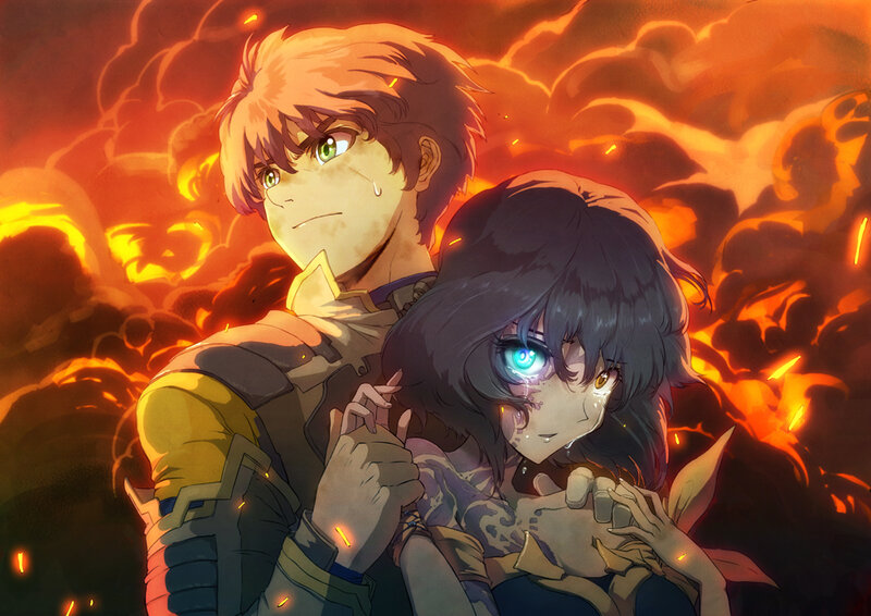 Two Characters in Flames