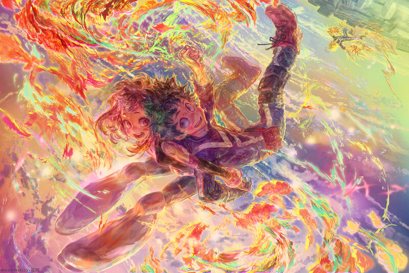 Two Characters in Flight — Orange