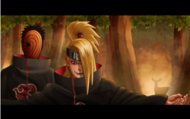 Two Characters in Forest — Brown, Dramatic