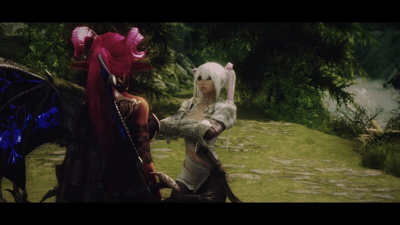 Two Characters in Forest — Green, Dramatic