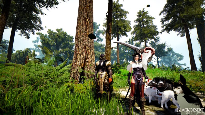 Two Characters in Forest — Green, Serene, Afternoon, 3d Render