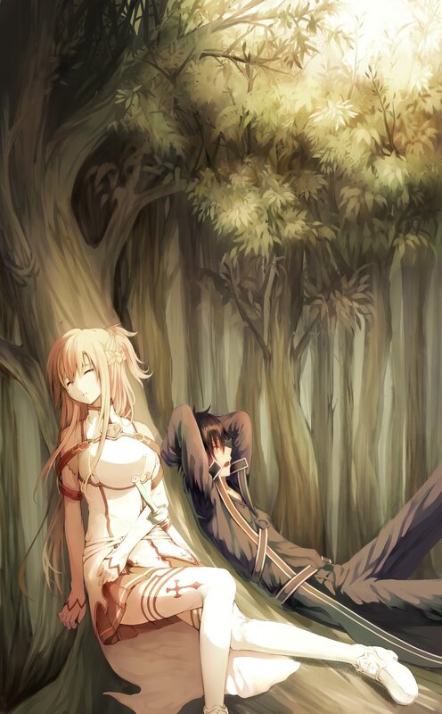 Two Characters in Forest — Green, Serene, Afternoon