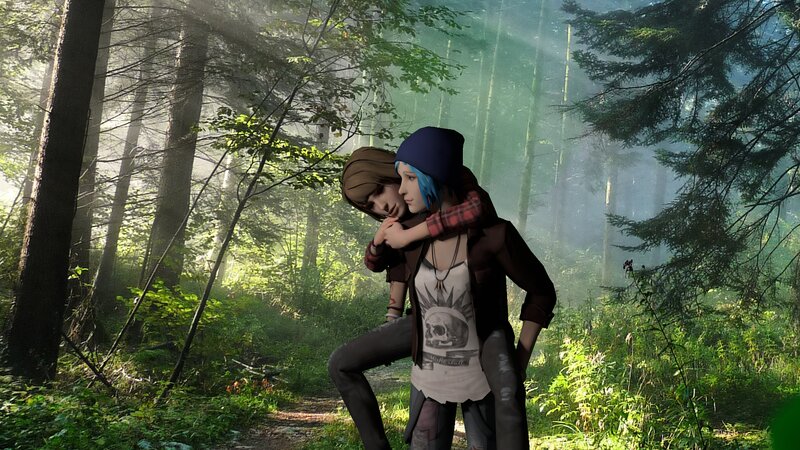 Two Characters in Forest — Green, Serene, Morning