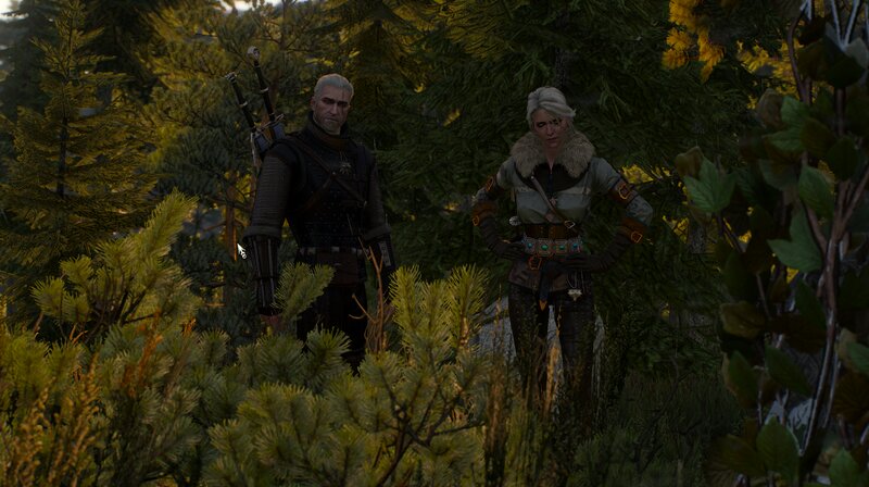 Two Characters in Forest — Green, Serious