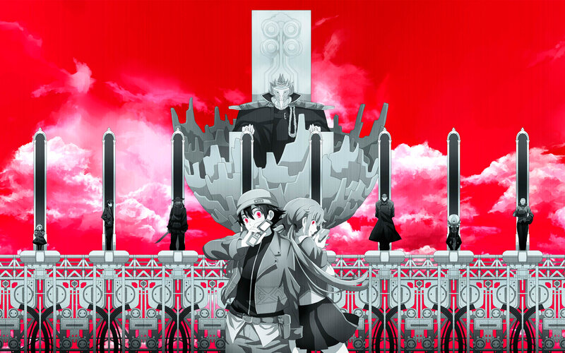 Two Characters in Front of a Throne — Red