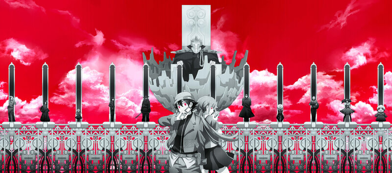 Two Characters in Front of a Throne