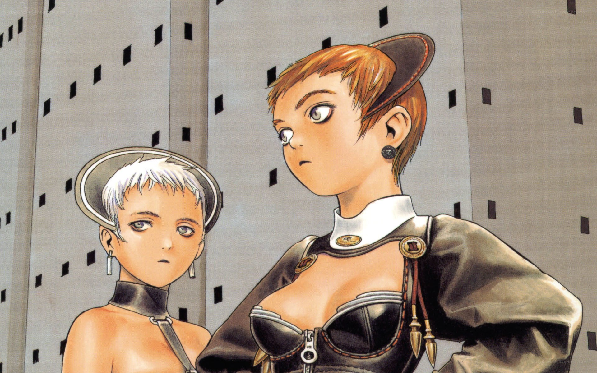 Two characters in futuristic attire