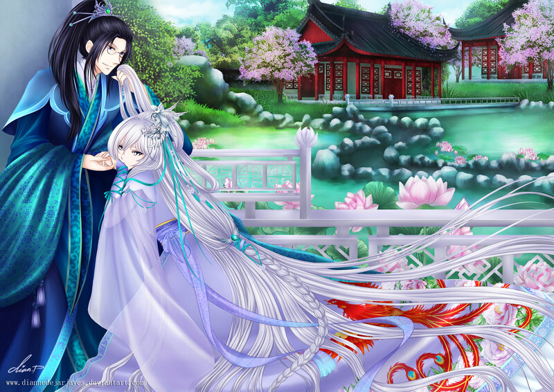 Two Characters in Garden — Blue