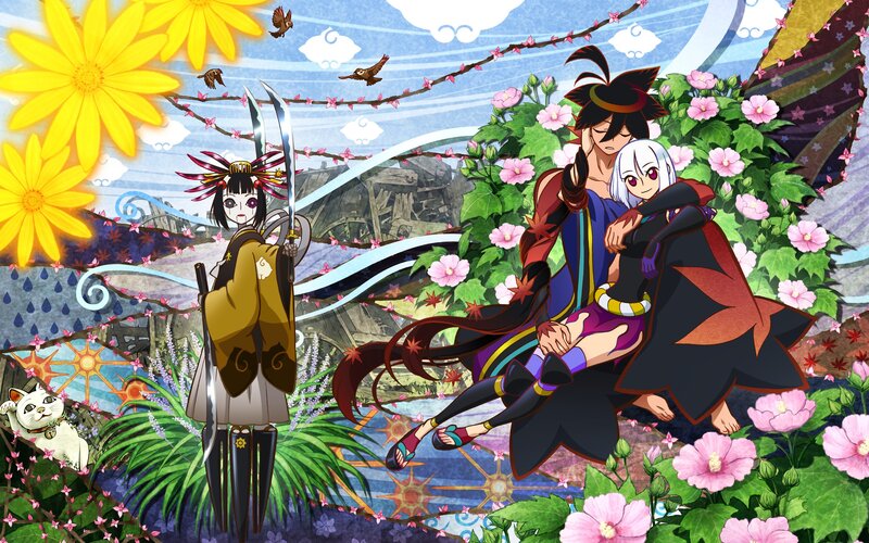 Two Characters in Garden — Pink, Serene
